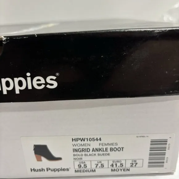 Hush Puppies Women’s Ingrid Black Ankle Booties, Size 9.5 M