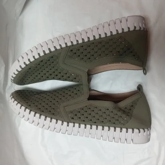 Ilse Jacobsen Tulip 140 Laser Cut Slip On Sneaker Army Size 41 EU 10.5 US