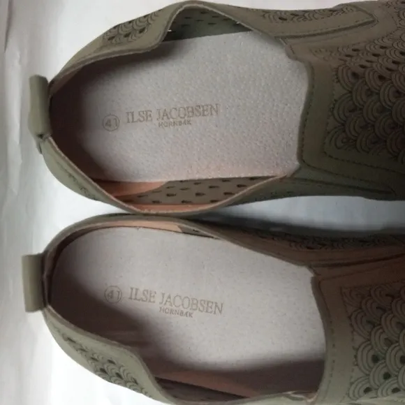 Ilse Jacobsen Tulip 140 Laser Cut Slip On Sneaker Army Size 41 EU 10.5 US