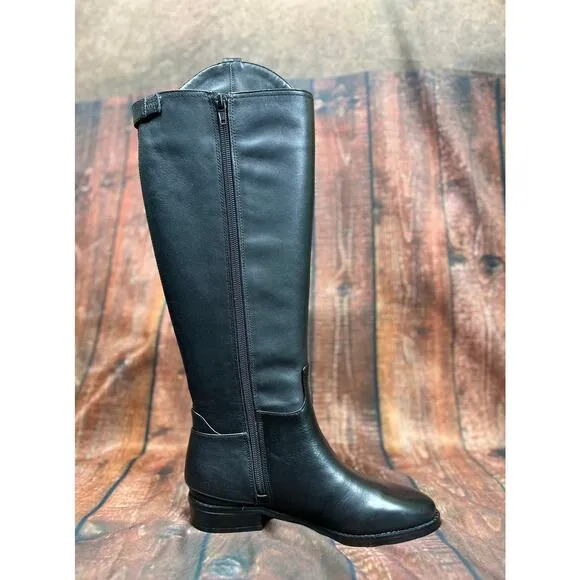 INC International Concepts Aleah Leather Boots - Black - size 6