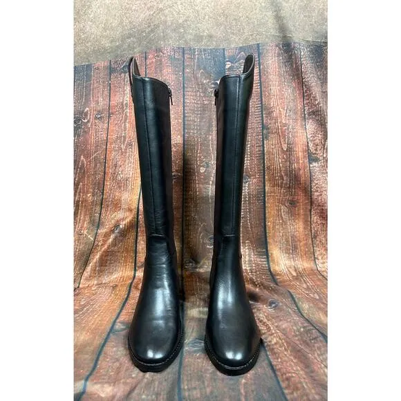 INC International Concepts Aleah Leather Boots - Black - size 6