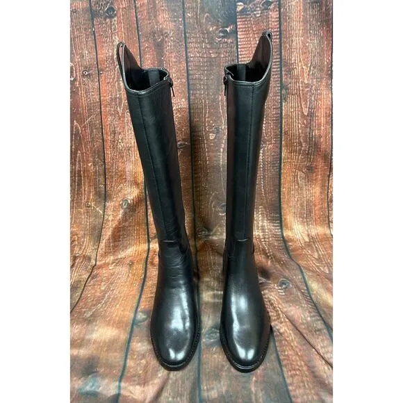 INC International Concepts Aleah Leather Boots - Black - size 6