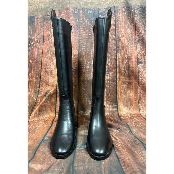 INC International Concepts Aleah Leather Boots - Black - size 6