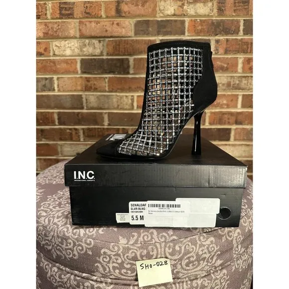 INC Women's Senalda Rhinestone Cage Ankle Boots Black Size 5.5 Medium