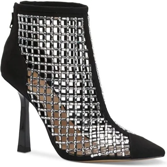 INC Women's Senalda Rhinestone Cage Ankle Boots Black Size 5.5 Medium