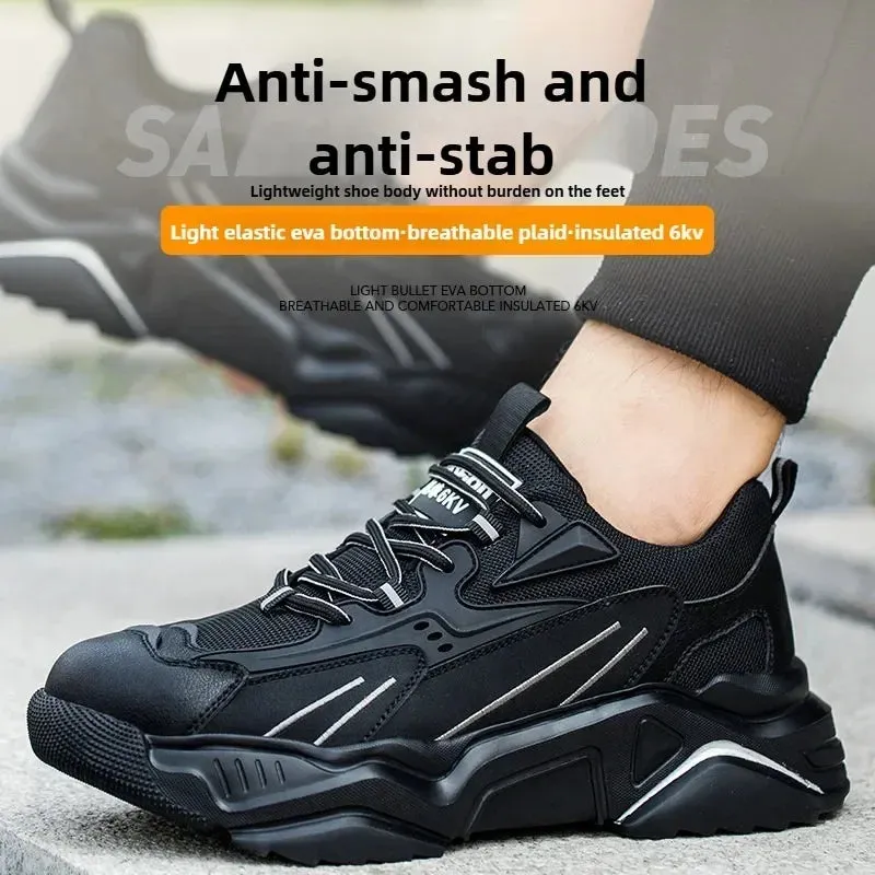 Indestructible Safety Sneakers Steel Toe Puncture Proof Anti Smash Kevlar Sole Lightweight Comfortable Work Shoes Insulated 6KV