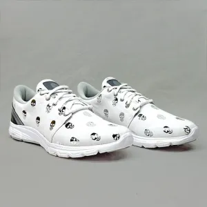 Inkkas Men’s White Sneakers Silver Reflective Skull Print Sz: 8