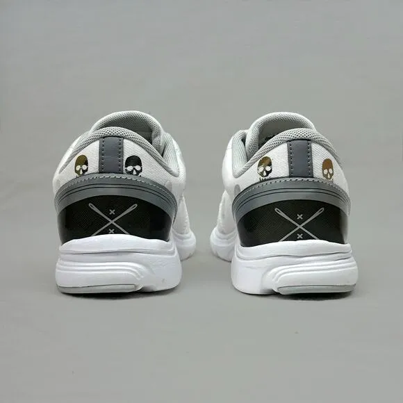 Inkkas Men’s White Sneakers Silver Reflective Skull Print Sz: 8