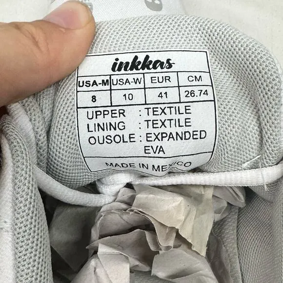 Inkkas Men’s White Sneakers Silver Reflective Skull Print Sz: 8