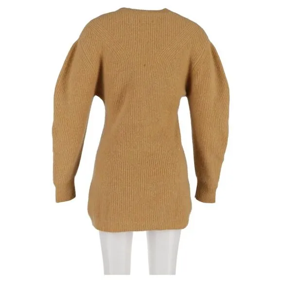 Isabel Marant Knitted Mini Sweater Dress in Brown Wool