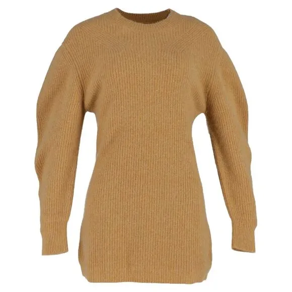 Isabel Marant Knitted Mini Sweater Dress in Brown Wool