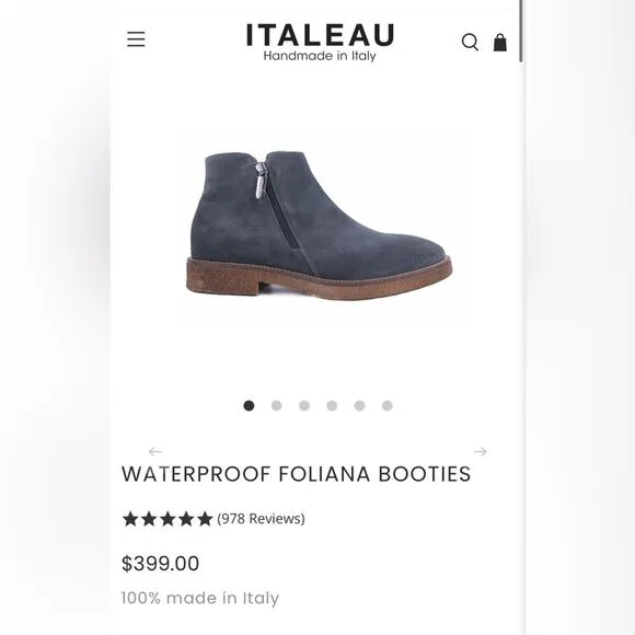 ITALEAU Foliana Water Proof Boots  Antracite/gray color Size 7