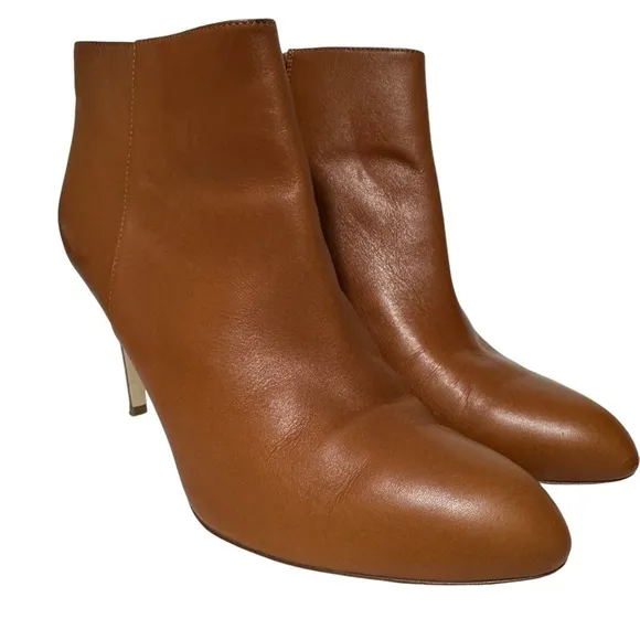 J. Crew Brown Italian Leather Pointed Toe High Heel Ankle Boots Booties Size 11