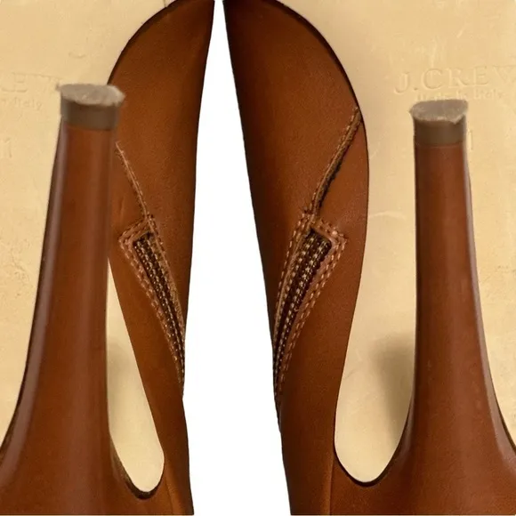 J. Crew Brown Italian Leather Pointed Toe High Heel Ankle Boots Booties Size 11