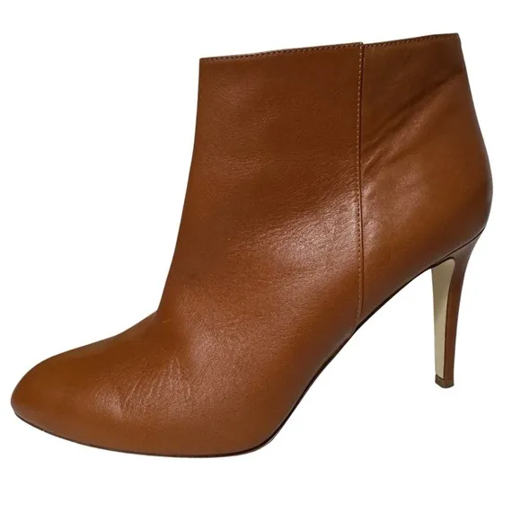 J. Crew Brown Italian Leather Pointed Toe High Heel Ankle Boots Booties Size 11
