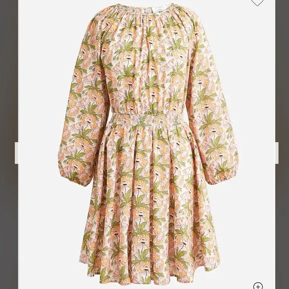 J. Crew Liberty collab Smocked-waist mini dress Myra Butterfield Poppy fabric S