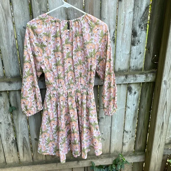 J. Crew Liberty collab Smocked-waist mini dress Myra Butterfield Poppy fabric S