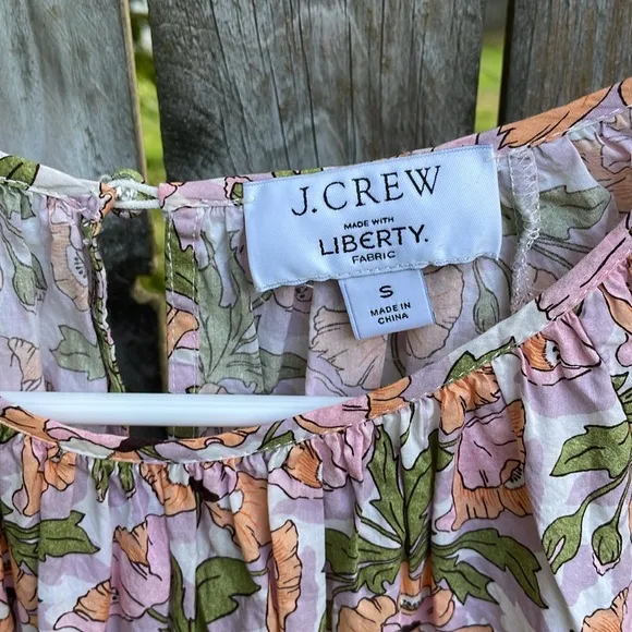 J. Crew Liberty collab Smocked-waist mini dress Myra Butterfield Poppy fabric S