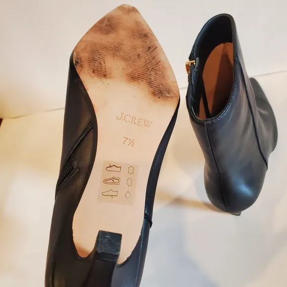 J. Crew New Stevie Black Leather Ankle Boots Women's Size 7.5