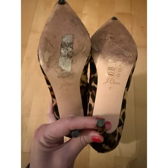 J Crew Pointed-toe ankle boots in leopard calf hair Leather Brown Tan Size 7