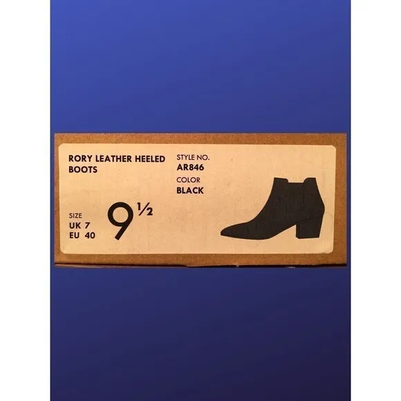 J. CREW “Rory” 100% Leather Heeled Boots, BLACK, Women’s Size 9.5, NWB