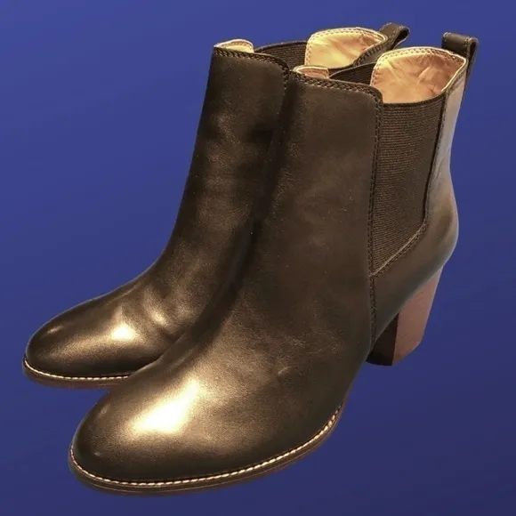 J. CREW “Rory” 100% Leather Heeled Boots, BLACK, Women’s Size 9.5, NWB
