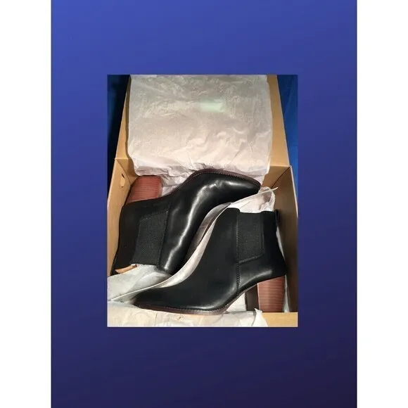 J. CREW “Rory” 100% Leather Heeled Boots, BLACK, Women’s Size 9.5, NWB