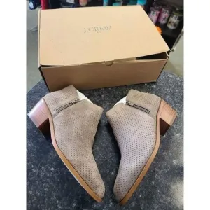 J Crew Women's Microsuede Ankle Boots, Brown, Size 7