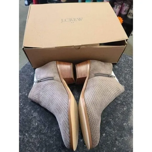 J Crew Women's Microsuede Ankle Boots, Brown, Size 7