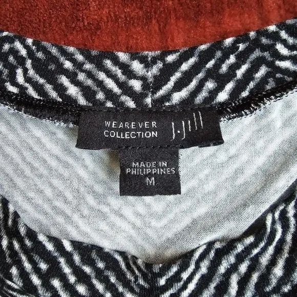 J. Jill Black and White Chevron Print Sleeveless Tank Dress Sz. Medium