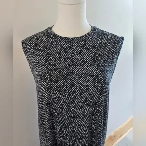 J. Jill Black and White Chevron Print Sleeveless Tank Dress Sz. Medium