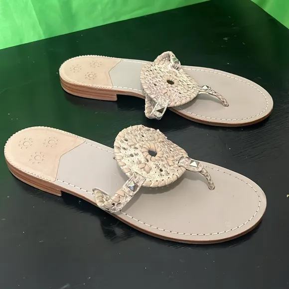 Jack Rogers Georgica Silver Jelly Sandals Flip Flops Women's Size10