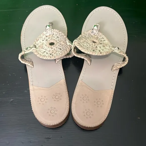 Jack Rogers Georgica Silver Jelly Sandals Flip Flops Women's Size10