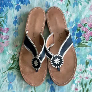 Jack Rogers Leather Flip Flop Sandals - 12