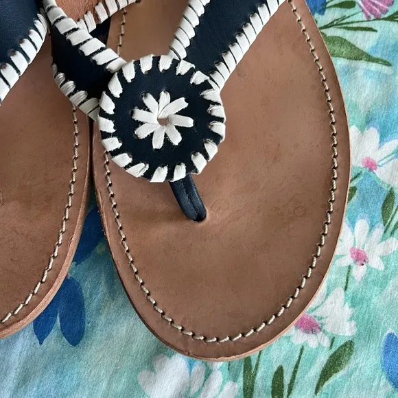 Jack Rogers Leather Flip Flop Sandals - 12