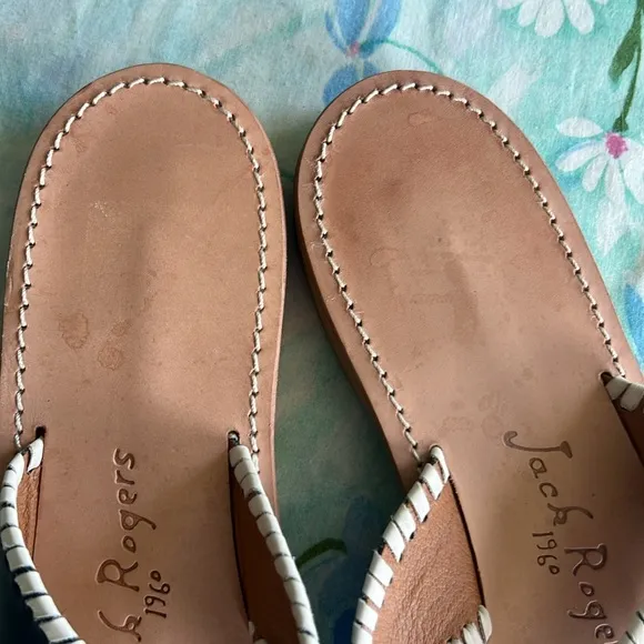 Jack Rogers Leather Flip Flop Sandals - 12