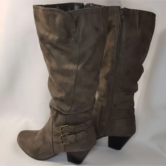 Jaclyn Smith boots size 9 grey brown Leather Block Heel