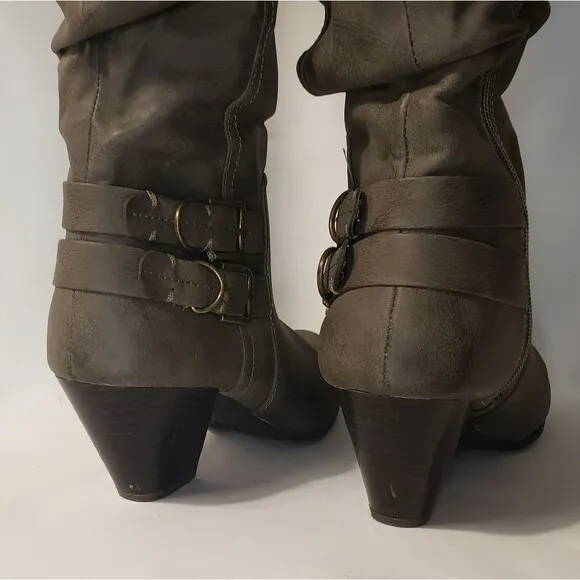Jaclyn Smith boots size 9 grey brown Leather Block Heel