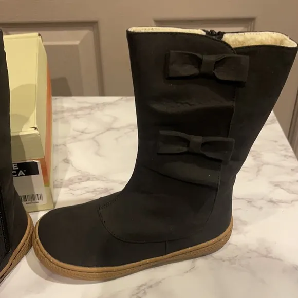 Janie And Jack Bobbie Black Boots size 12 and 3y