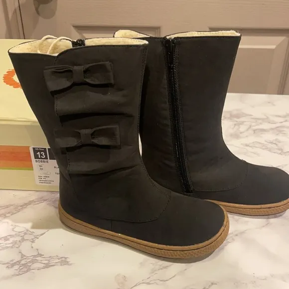 Janie And Jack Bobbie Black Boots size 12 and 3y