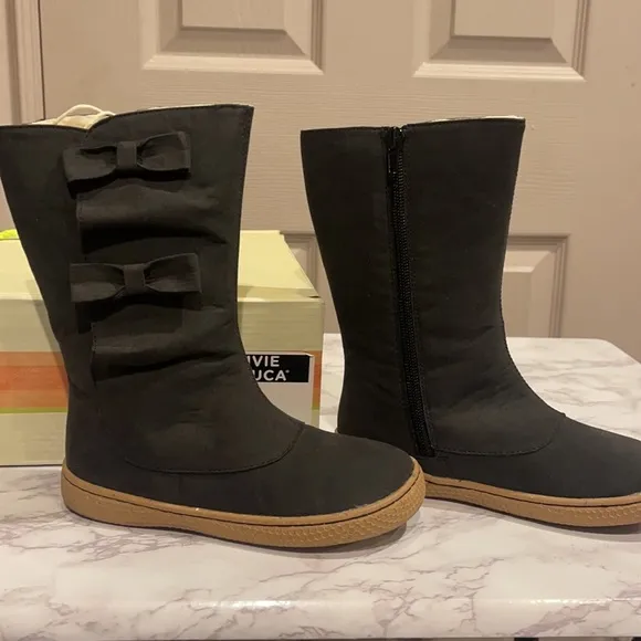 Janie And Jack Bobbie Black Boots size 12 and 3y