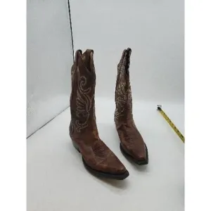 J.B. Dillon Womens  Leather Cowboy Boots Tan/Brown Size 6.5B Cowgirl