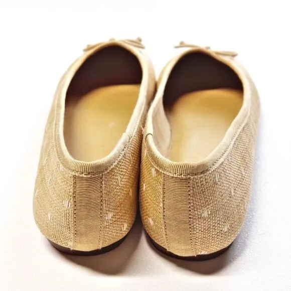 J.Crew Woven Polka Dot Raffia Ballet Flats Shoes Size 7 NWB