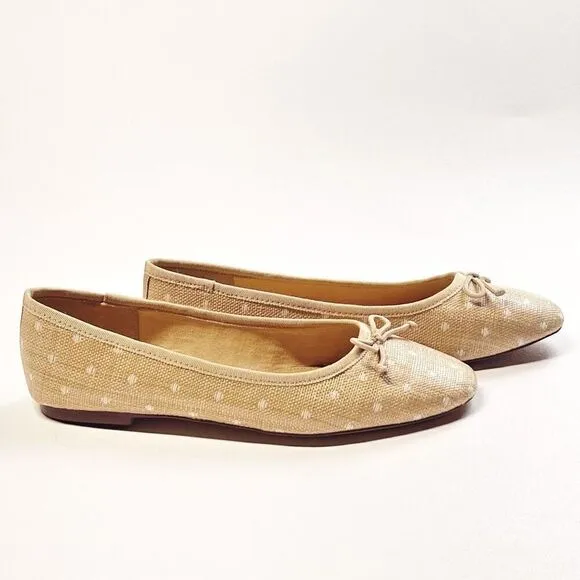 J.Crew Woven Polka Dot Raffia Ballet Flats Shoes Size 7 NWB