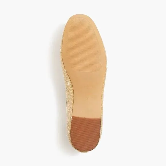 J.Crew Woven Polka Dot Raffia Ballet Flats Shoes Size 7 NWB