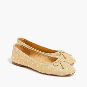 J.Crew Woven Polka Dot Raffia Ballet Flats Shoes Size 7 NWB
