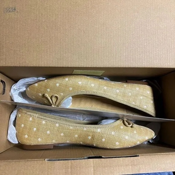 J.Crew Woven Polka Dot Raffia Ballet Flats Shoes Size 7 NWB