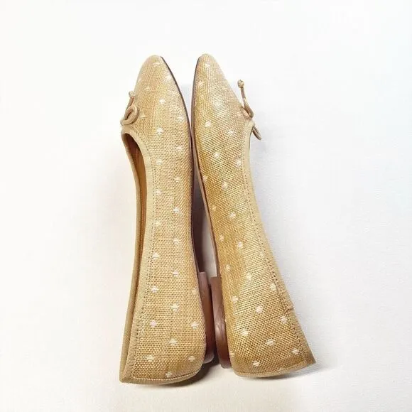 J.Crew Woven Polka Dot Raffia Ballet Flats Shoes Size 7 NWB