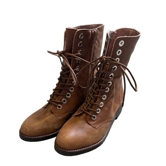Jeffery Campbell Ibisa Last Size 6.5 Brown Ankle Boots New Lace Up