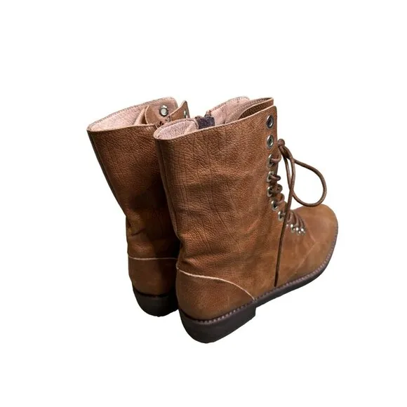Jeffery Campbell Ibisa Last Size 6.5 Brown Ankle Boots New Lace Up